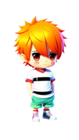 3D cute Anime Chibi Style boy character isolated on transparent background. Children Day. . PNG