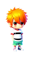 3d schattig anime chibi stijl jongen karakter geïsoleerd Aan transparant achtergrond. kinderen dag. generatief ai. PNG