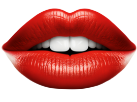 Close-up of sexy red female lips isolated on transparent background. . PNG