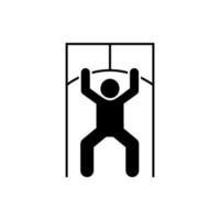 Man lat pulldown gym with arrow pictogram vector icon