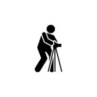 fotógrafo, hombre, periodista, cámara pictograma vector icono