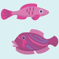 Silhouette of a pink tropical fish. Seamless pattern. Vector illustration.
