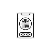 Smartphone fingerprint scan vector icon