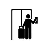 Hotel, man, travel vector icon