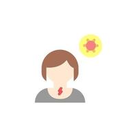 Cough, girl, coronavirus vector icon