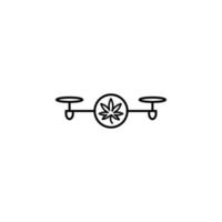 drone with marijuana field outline vector icon