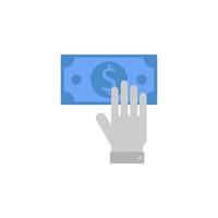 mano, dinero, pagar, pago dos color azul y gris vector icono