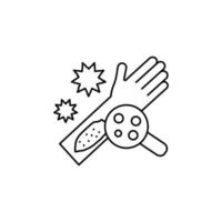 Hands rash magnifier bacterium vector icon