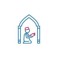 Islam, islamic pray 2 colored line vector icon