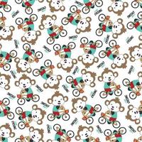 Cute animal riding a bicycle. Trendy children graphic. Vector illustration