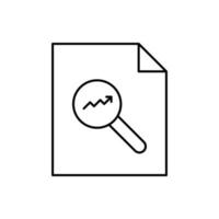 Magnifier and graph on a paper sheet vector icon