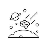 Asteroids in space, moon vector icon