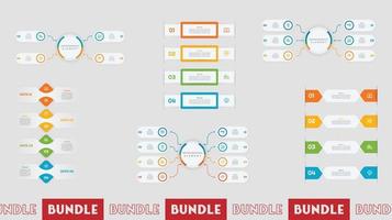 Infographic bundle set with 4, 5, 6 steps, options or processes for workflow layout, diagram, annual report, presentation and web design. vector