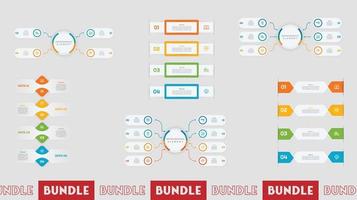 Infographic bundle set with 4, 5, 6 steps, options or processes for workflow layout, diagram, annual report, presentation and web design. vector