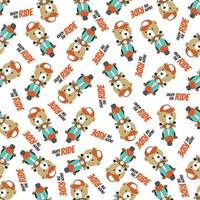 Cartoon seamless pattern of cute animal riding Scooter . Can be used for t-shirt printing and other decoration. vector