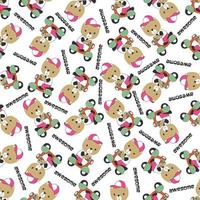 Cartoon seamless pattern of cute animal riding Scooter . Can be used for t-shirt printing and other decoration. vector