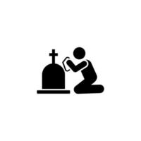 Man funeral sorrow burial vector icon