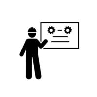 Office, man, engineer, seminar vector icon