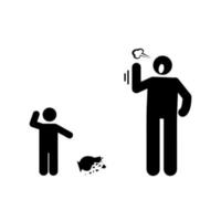 Object, child, angry, father vector icon