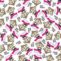 Seamless pattern of cute little animal with a surfboard, Can be used for t-shirt print, and other decoration. vector