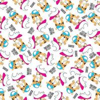 Seamless pattern of cute little animal with a surfboard, Can be used for t-shirt print, and other decoration. vector