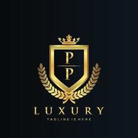 PP Letter Initial with Royal Luxury Logo Template vector