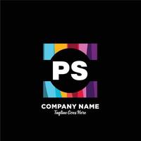 PS initial logo With Colorful template vector. vector