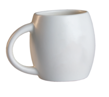 White cup isolate with handle. Side view. Mockup template png