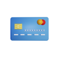 Blue credit card isolated transparent background 3d render icon design png