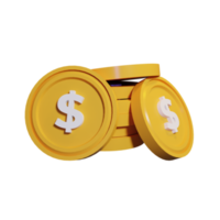 Stack gold coin with dollar sign isolated transparent background 3d render icon design png