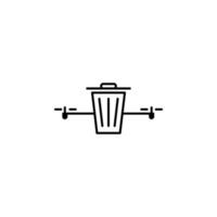 drone trash can field outline vector icon