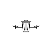 drone trash can field outline vector icon