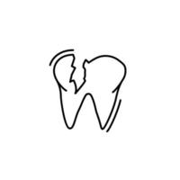 agrietado diente dental vector icono