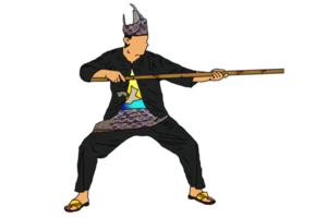 icon pattern man practice Malay martial art with rattan stick png