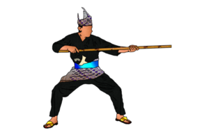 icon pattern man practice Malay martial art with rattan stick png