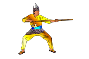 man practice  Malay martial art step with rattan stick - had element gold png