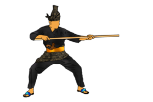 man practice silat with rattan stick png