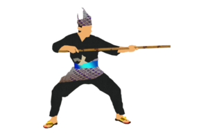 hombre práctica silat con rota palo png