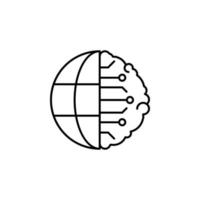 Brain Earth globe vector icon