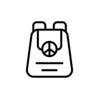 mochila, paz vector icono
