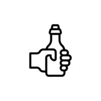 Hand, beer bottle vector icon