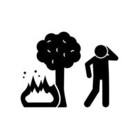 árbol, fuego, hombre vector icono