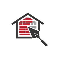 Trowel and brick style house logo vector illustration