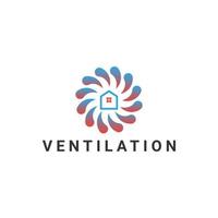 Ventilation fan house vector logo illustration