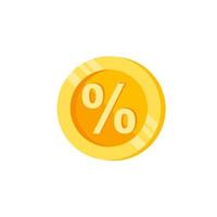 Percent, letter, coin color vector icon