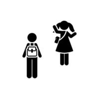 School, boy, girl, bye, vector icon
