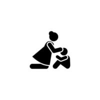 Woman child embrace care weep vector icon