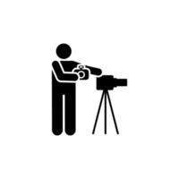 Man, photo, camera, tripod pictogram vector icon