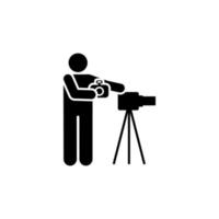 Man, photo, camera, tripod pictogram vector icon