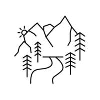 Road to the mountains line, outline vector sign, linear style pictogram vector icon